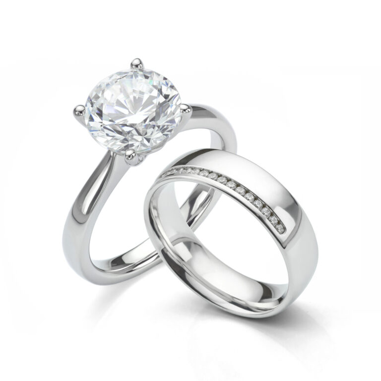 Solitaire Diamond Engagement Ring with Wedding Ring.