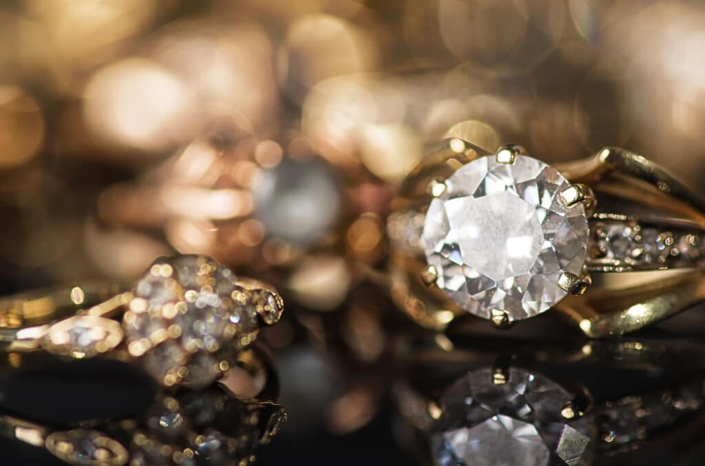 Sparkling diamond rings on display