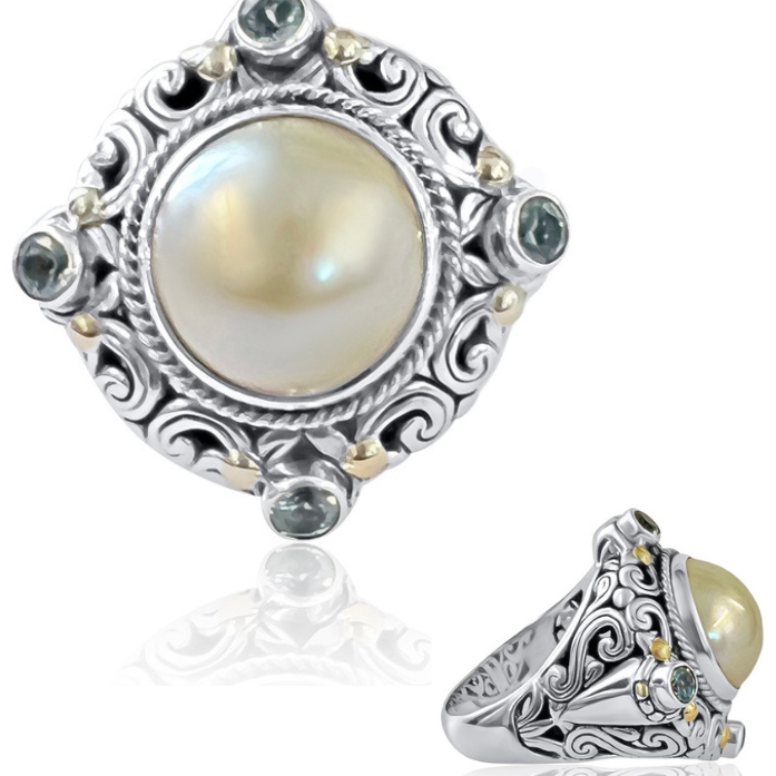 Twist Pearl Ring - Mabe