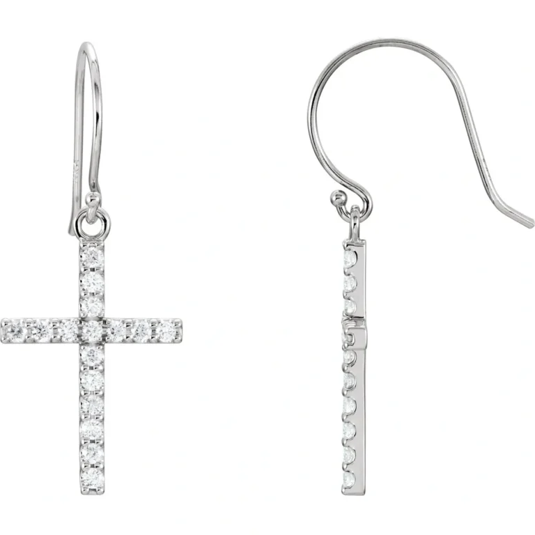 Solid silver cross crucifix earring